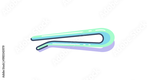 Minimalist illustration of a blue and teal hair clip with a soft shadow perfect for hair styling and fashion accessory design projects