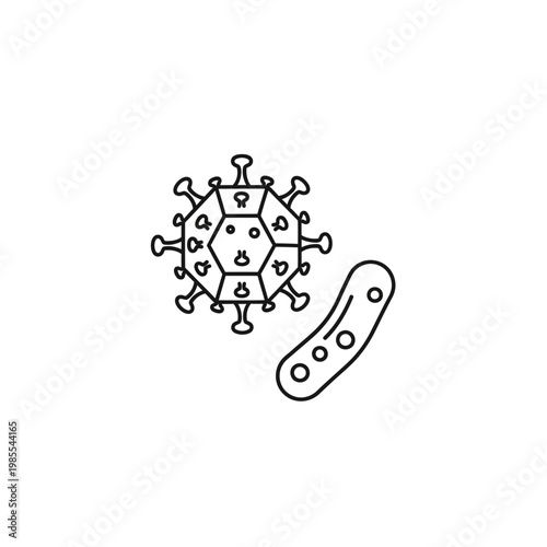 Virus and bacteria icons, microbiology symbols