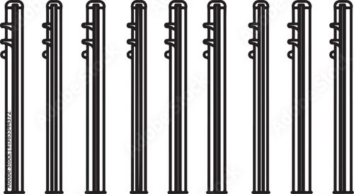 A collection of modern black writing pens with ergonomic grips on a white background Vector