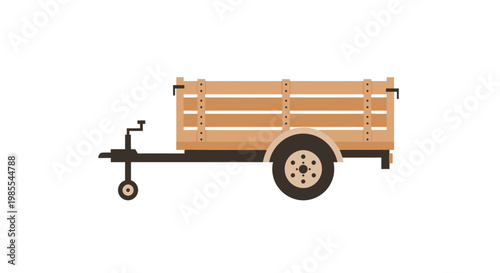 Illustration of a small wooden utility trailer with a black drawbar
