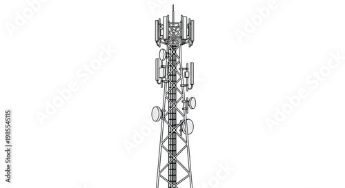 Detailed blueprint of a modern cellular communication tower structure