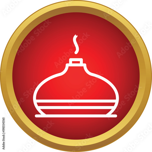 Essential oil diffuser generating steam in a red circle creating an icon