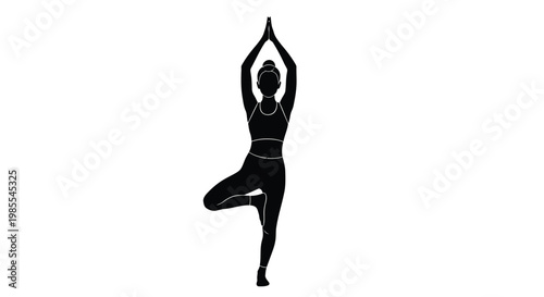 Silhouette of a woman performing the tree pose in yoga