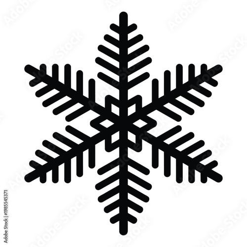 A detailed black snowflake design with intricate patterns and sharp edges a striking silhouette