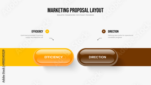 Financial Forecast 2 Option Infographic Slide Design. Professional Visualization Two Step Diagram Slideshow Layout. Company Briefing Frame Template Vector Illustration.
