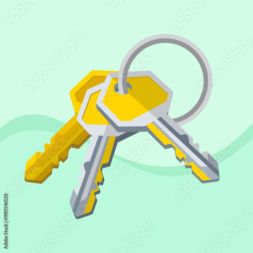 Real Estate House Keys on Ring Vector Illustration for Property and Security Concepts