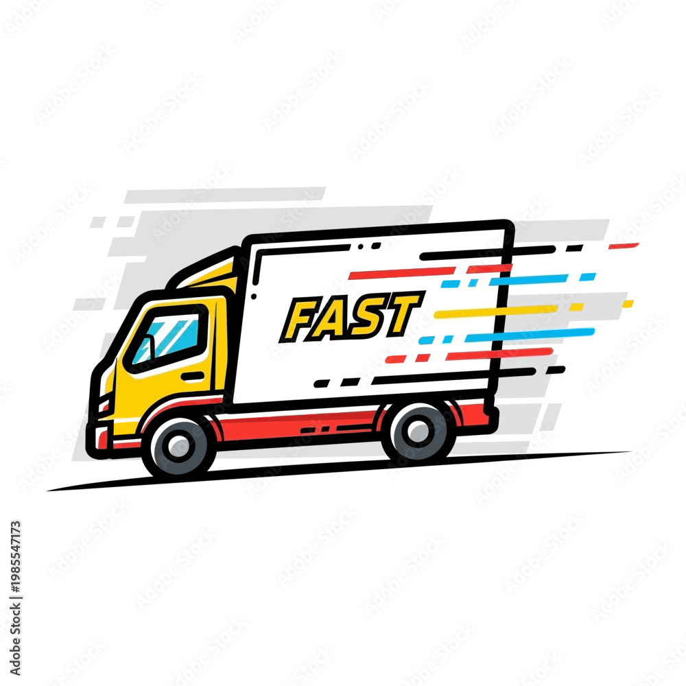 Fototapeta premium fast delivery truck speeding with motion lines