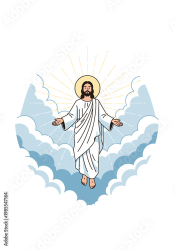 Jesus Christ in Heavenly Clouds.
