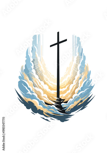 Cross with wings symbol.