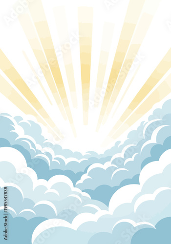 Sunrise Above Fluffy White Clouds.