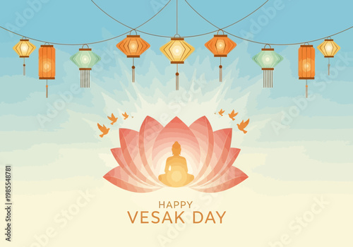 Golden Buddha statue meditating on a pink lotus flower with glowing light.