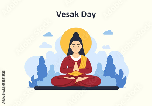 Serene Buddha Meditating in Lotus Position for Vesak Day Celebration.