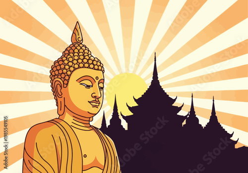 Golden Buddha Statue with Serene Expression.