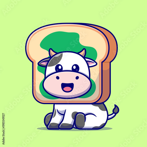 Cute Cow In Bread Cartoon
