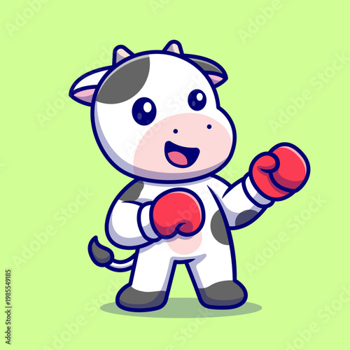 Cute Cow Boxing Cartoon 