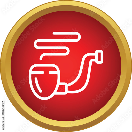 Smoking pipe with smoke icon on a red round button