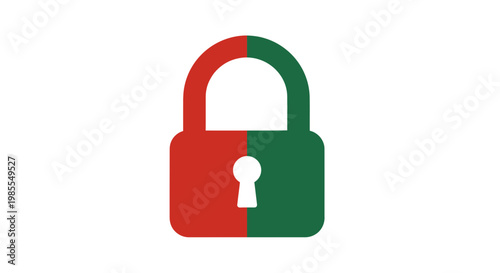 Red and Green Padlock Security Icon.