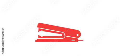 Red Stapler with Staple.