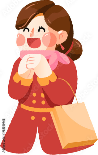 Lady with gift happily