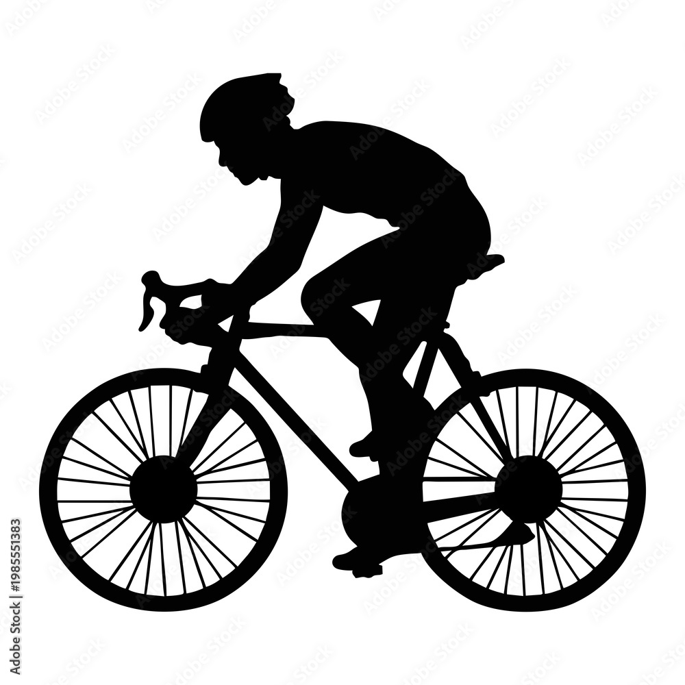 Fototapeta premium silhouette of a cyclist riding a mountain bike