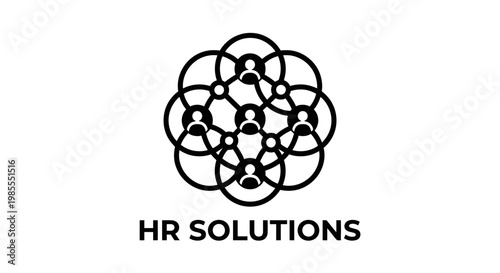 Minimal human network logo representing HR solutions, recruitment, and talent management.