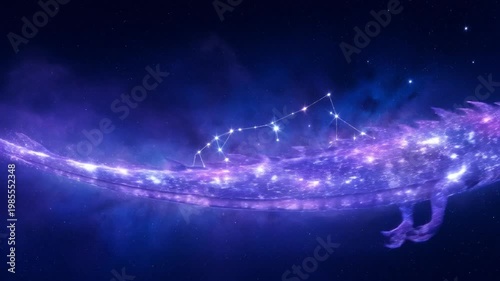 Celestial Dragon Ancient Myth Creature Flying in Cosmic Space