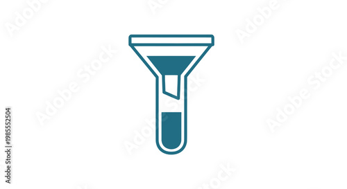 Laboratory Funnel Icon with Liquid Inside.