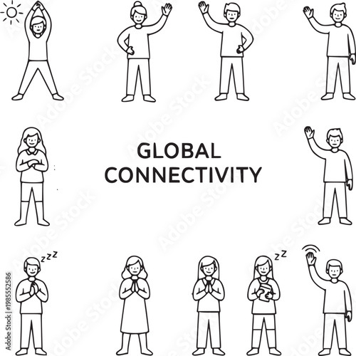 Diverse group of people celebrating global connectivity and digital communication concept