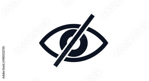 Schilderij op canvas Black Eye Icon with Diagonal Line.