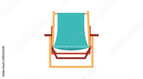 Flat beach chair with turquoise seat and wooden frame