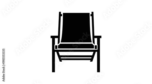 Flat black beach lounge chair silhouette flat beach chair