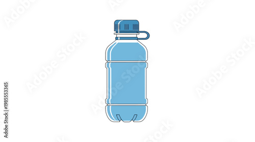 Flat blue water bottle with cap and handle blue bottle