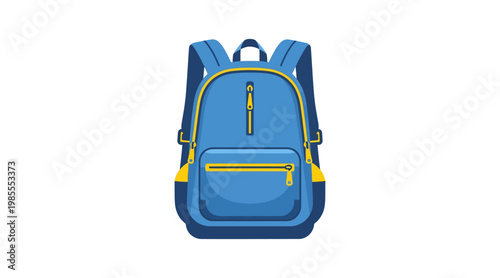 Flat blue school backpack with yellow accents flat school backpack