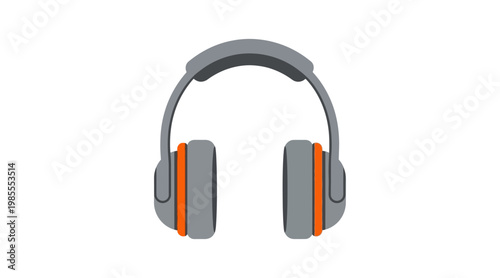 Flat headphones with gray and orange ear cushions flat gray headband