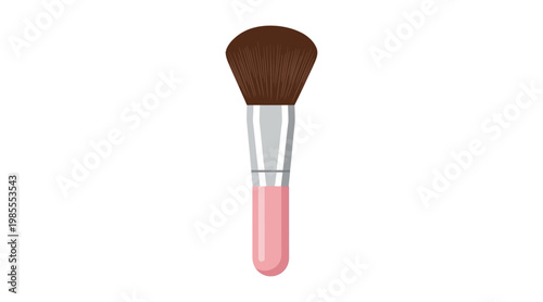 Flat makeup brush with brown bristles and pink handle