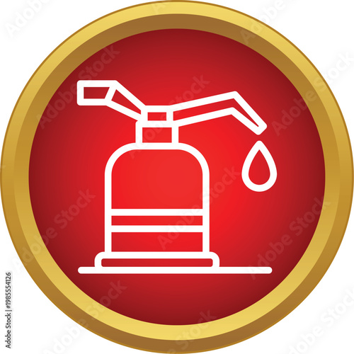 Oiler can outline dropping a droplet of oil, displayed on a red and gold circle icon