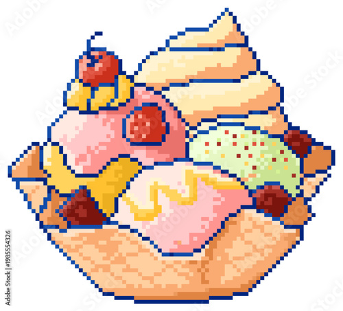 Sundae in Cookie Dough in Pixel Art