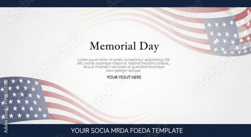 Memorial Day banner with waving American flags and space for text a patriotic background for national holidays and remembrance events