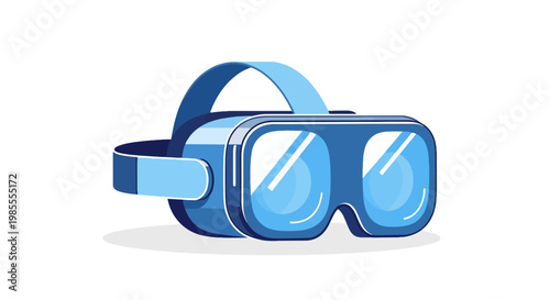 Blue VR headset vector illustration for virtual reality gaming and immersive digital experiences in modern technology design