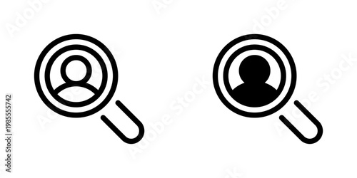 Magnifying Glass over User Vector Line Icon for Candidate Sourcing