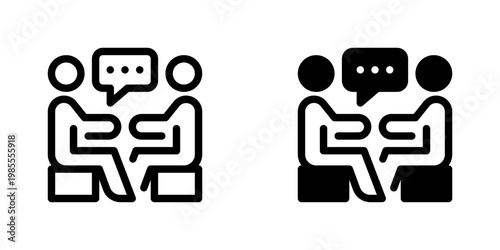Job Interview Vector Line Icon for HR and Employment