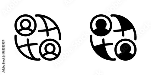 Global Recruitment Vector Line Icon for Remote Work and HR