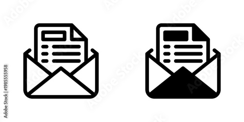Job Offer Letter Vector Line Icon for Employment and HR