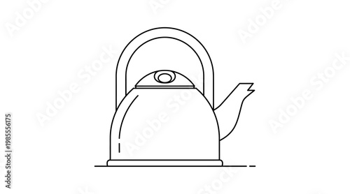 Flat of a whistling tea kettle with eye detail flat line tea kettle