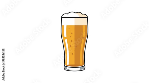 Flat of amber beer in a frosted pint glass flat beer