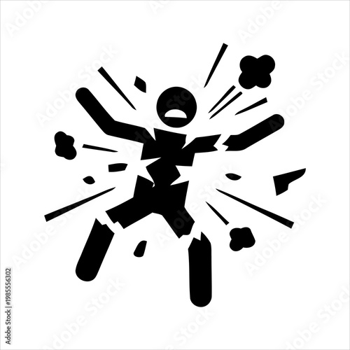 Exploding Person Icon - Symbol of Disaster, Danger, and Shock