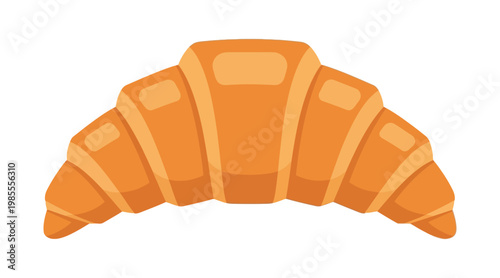 Flat of golden-brown croissant front view baked goods