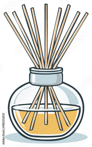 Aroma Diffuser with Wooden Sticks in Clear Glass Bottle Home Fragrance Air Freshener Spa Still Life Decoration