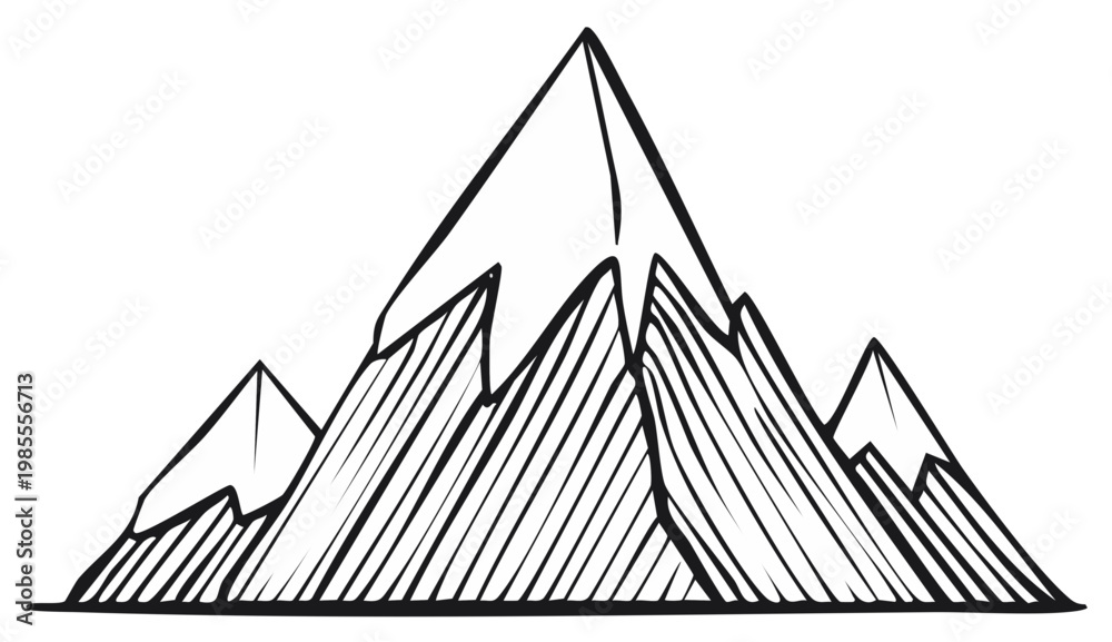 custom made wallpaper toronto digitalBold Black and White Illustration of Jagged Mountain Peaks and Snowy Summits