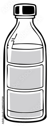 Wallpaper Mural Clear Glass Bottle with Liquid and Label Panels Simple Vector Art Torontodigital.ca